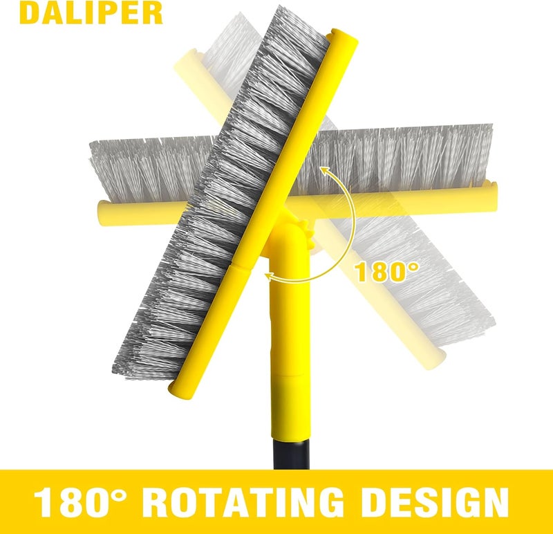 DALIPER 2 in 1 Grout Brush with 49.6" Long Handle, Swivel Grout Cleaning Brush V-Shape Grout Line Scrubber, 180°Rotatable Shower Tile Scrub with Stiff Bristle for Deep Cleaning Shower and Corner - Image 3